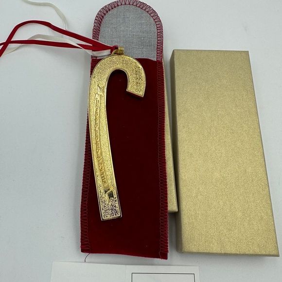 NIB!! Wallace 41st Edition Gold Plated & Enameled Candy Cane Ornament - Picture 6 of 7
